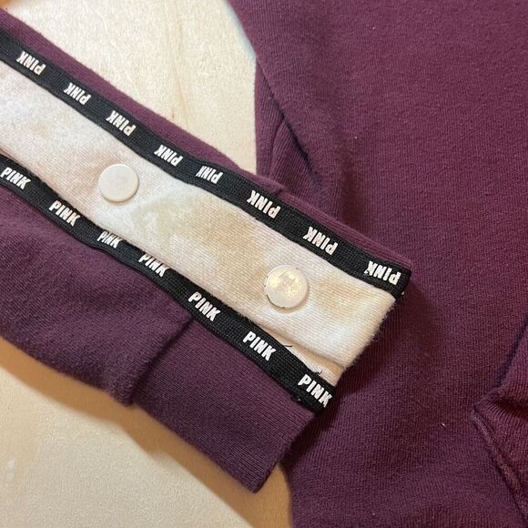 PINK Victoria’s Secret Ruby Logo Medium Snap Sleeve Perfect Full Zip Sweatshirt - Picture 5 of 5